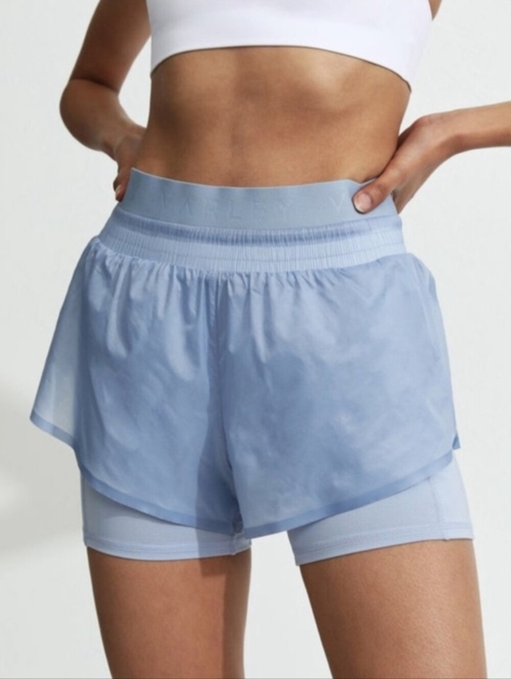 VARLEY Zen Blue Fresno Short Textured Sheer Nylon Size Small